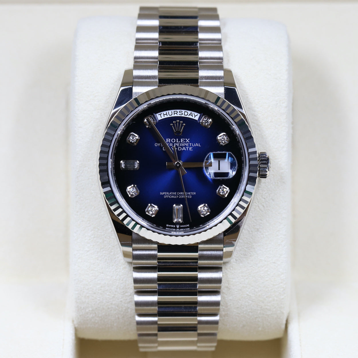 Rolex128239 Day Date 36 Blue Ombre Dial Newport Watch Club