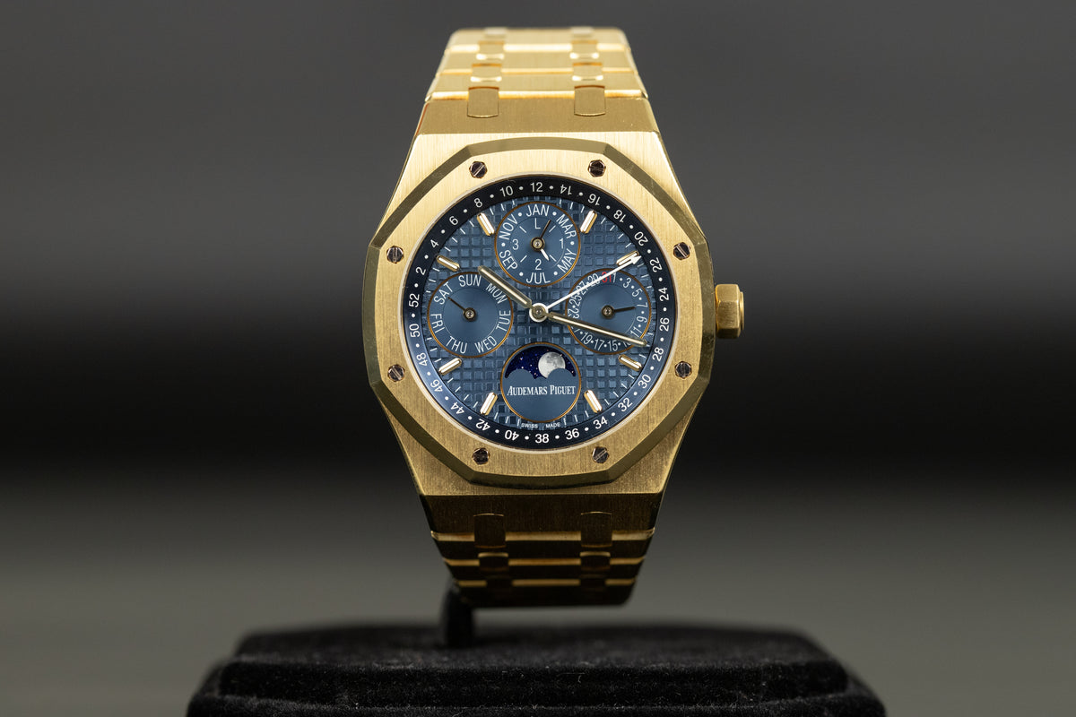 Audemars Piguet<br>26574BA Royal Oak Perpetual Calendar Yellow Gold Blue Dial