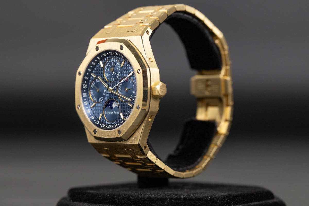 Audemars Piguet<br>26574BA Royal Oak Perpetual Calendar Yellow Gold Blue Dial