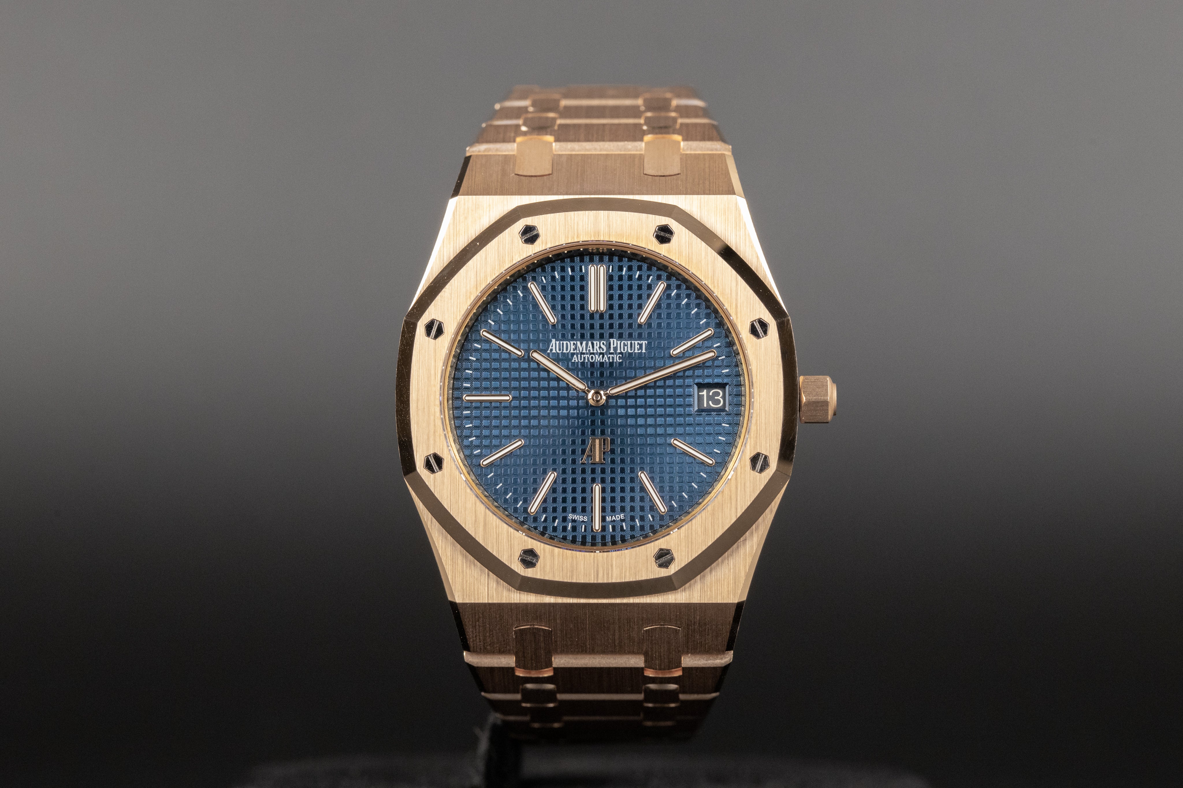 Audemars Piguet15202OR Royal Oak Jumbo Blue Dial Newport Watch Club