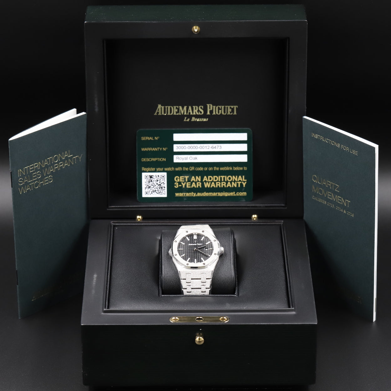 Audemars Piguet67653BC Royal Oak Quartz Frosted White Gold Black