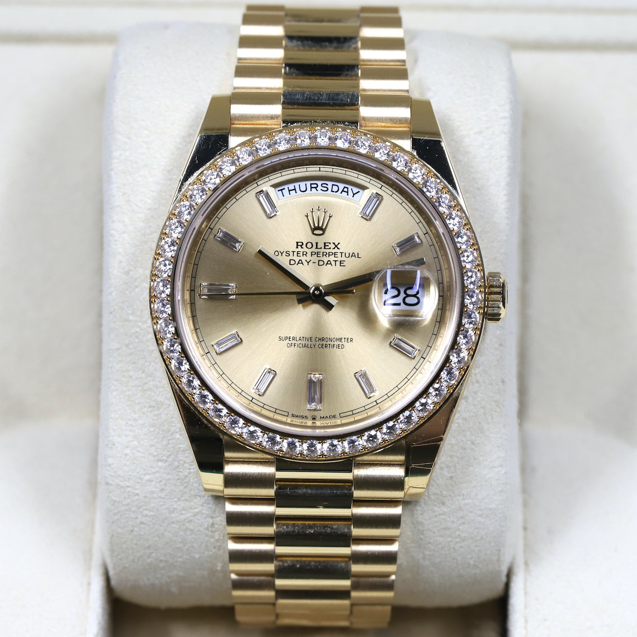 Rolex day date 40 baguette online dial