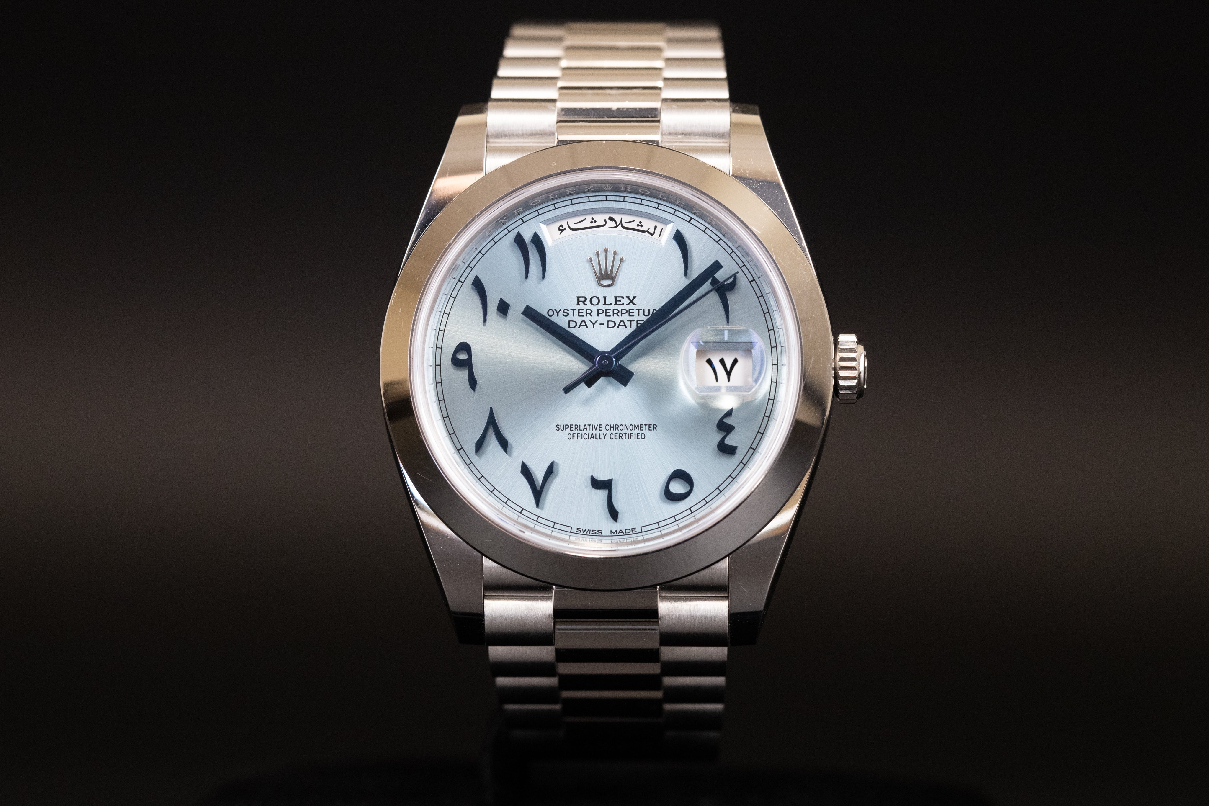 Rolex platinum discount arabic dial price